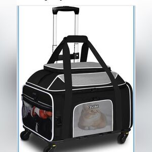 Petskd Top-Expandable Pet Carrier with Wheels 19x13x9 Inches Airlines Approved